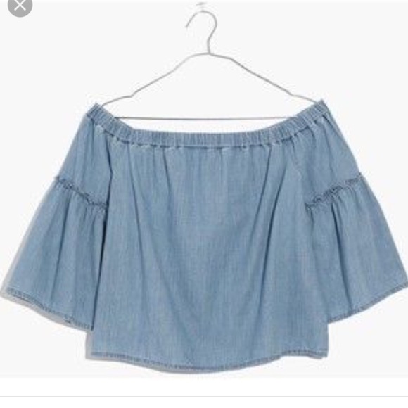 Madewell Tops - NWT Madewell Chambray Off the Shoulder Ruffle Top